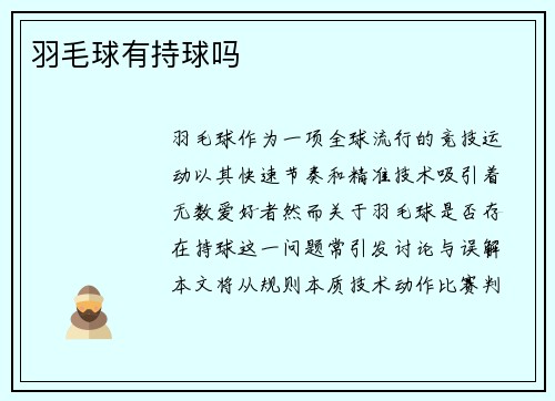 羽毛球有持球吗